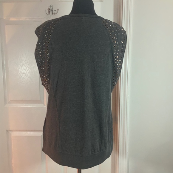 Free People Studded Sleeves Oversized Streetwear Gray Top Size XS - Picture 6 of 11